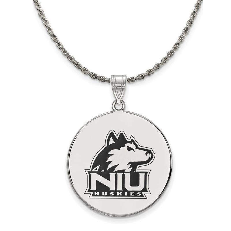 Sterling Silver Northern Illinois U. Xl Enamel Logo Necklace - 26 Inch